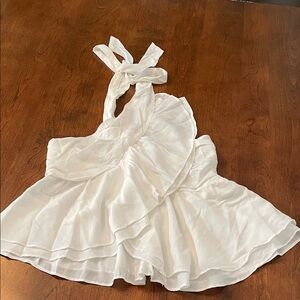 DO + BE White Ruffled Halter Top